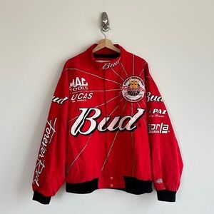 Vintage 2002 y2k Kenny Bernstein Forever Red Budweiser Jacket NHRA  Size Large
